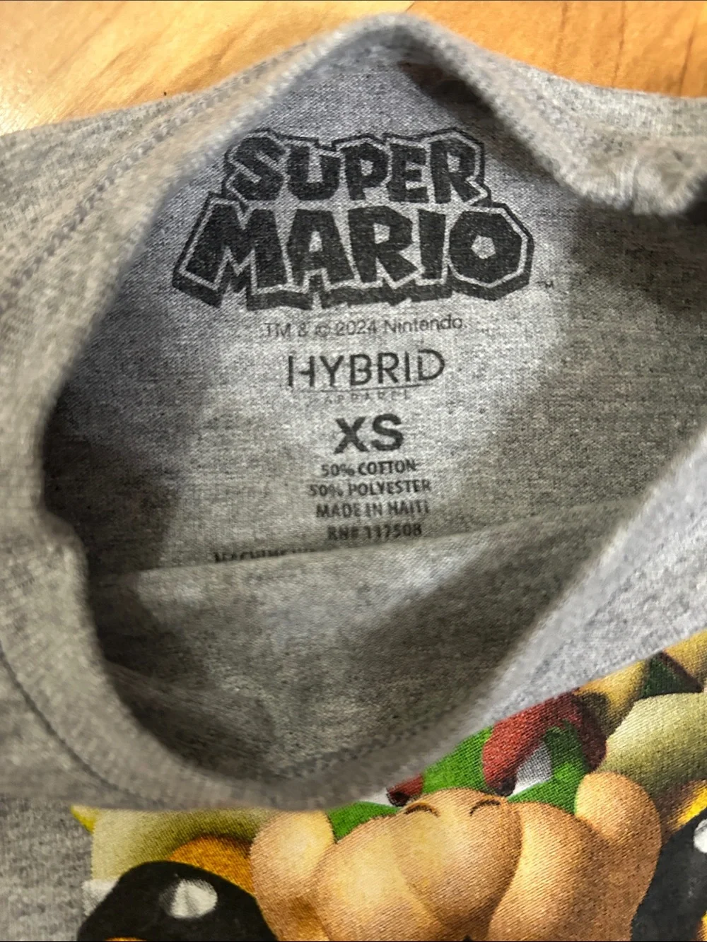 Super Mario Character Graphic Tee - Gray with Multicolor Print Kids XS